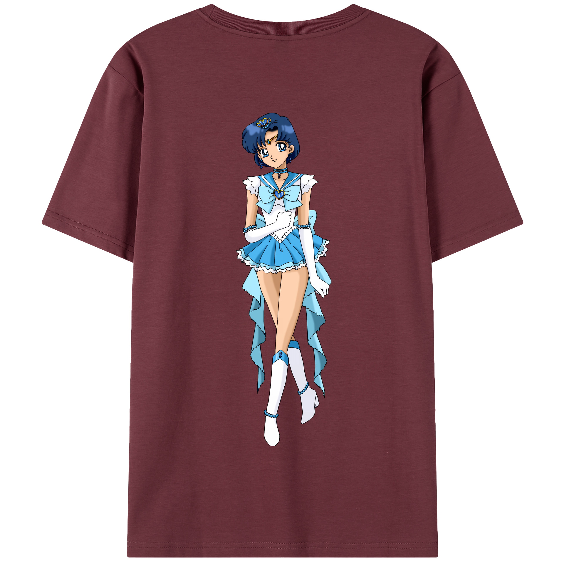 （画像用） 美少女戦士セーラームーン 水野 亜美 みずの あみ Sailor Moon Mizuno Ami 綿100％半袖Tシャツ（背面プリント）